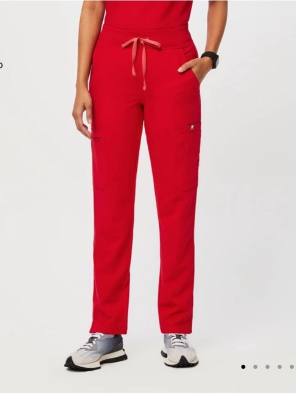 Figs Red High-Waisted Skinny Scrub Pants
